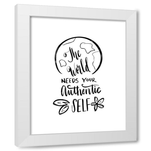 Authentic Self White Modern Wood Framed Art Print by Moss, Tara