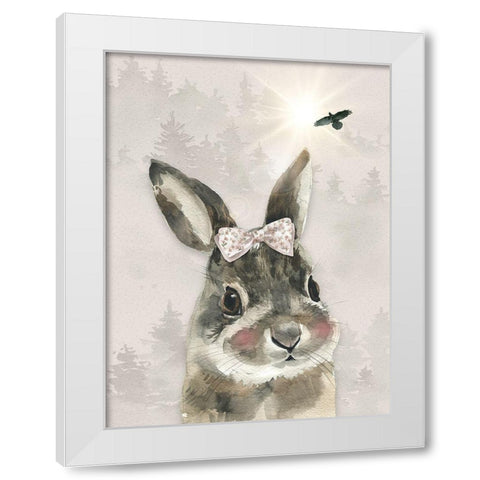 Baby Girl Hare White Modern Wood Framed Art Print by Moss, Tara