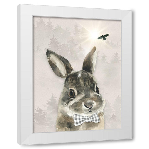 Baby Boy Hare White Modern Wood Framed Art Print by Moss, Tara