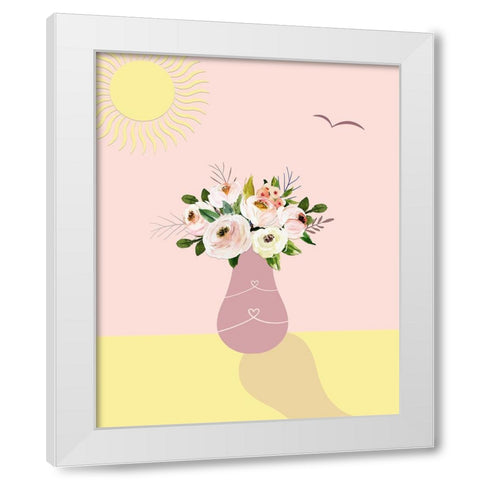 Flowers and Sunshine White Modern Wood Framed Art Print by Moss, Tara