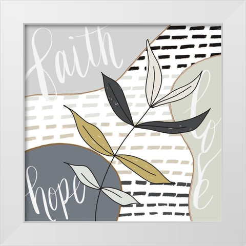 Faith-Hope-Love White Modern Wood Framed Art Print by Moss, Tara