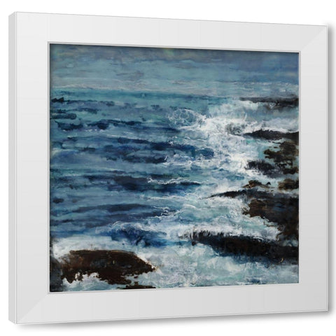 Lunar Midnight White Modern Wood Framed Art Print by Shanti, Shima