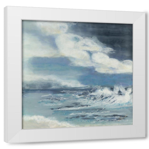 Holding Back White Modern Wood Framed Art Print by Shanti, Shima