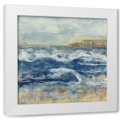 Awash White Modern Wood Framed Art Print by Shanti, Shima