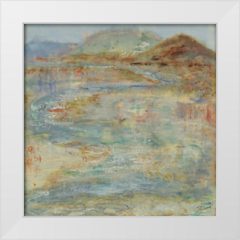 Send Rain to Wash the Face of Earth White Modern Wood Framed Art Print by Shanti, Shima