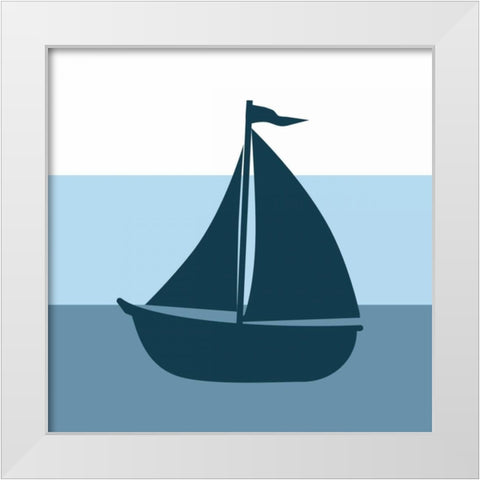 Sailboat White Modern Wood Framed Art Print by Robinson, Tamara