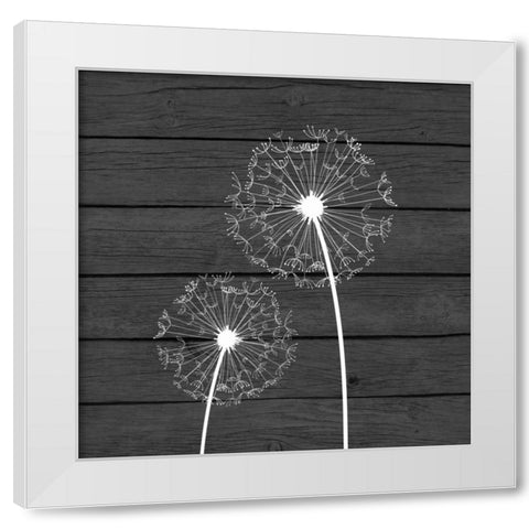 Grey Dandelion III White Modern Wood Framed Art Print by Robinson, Tamara