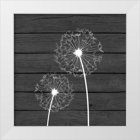 Grey Dandelion III White Modern Wood Framed Art Print by Robinson, Tamara