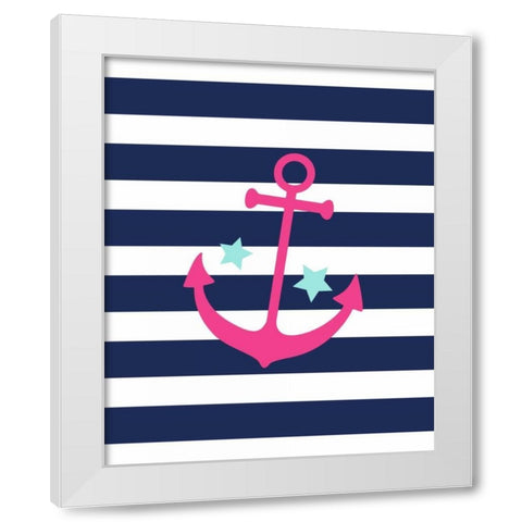 Anchor Stripe White Modern Wood Framed Art Print by Robinson, Tamara