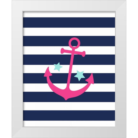 Anchor Stripe White Modern Wood Framed Art Print by Robinson, Tamara