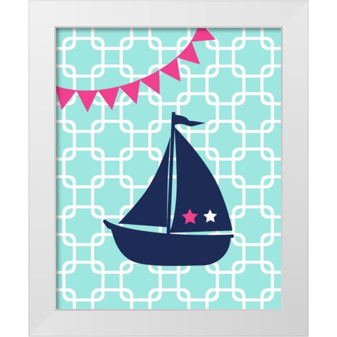 Sailboat Chain II White Modern Wood Framed Art Print by Robinson, Tamara