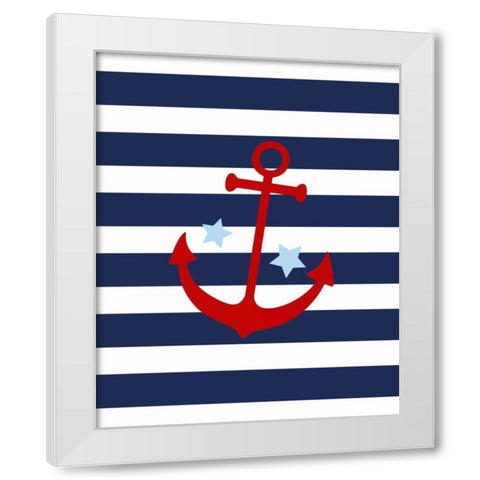 Anchor Stripe - Boy White Modern Wood Framed Art Print by Robinson, Tamara