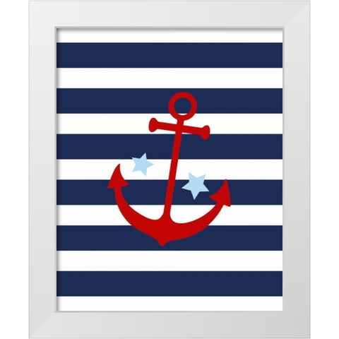 Anchor Stripe - Boy White Modern Wood Framed Art Print by Robinson, Tamara