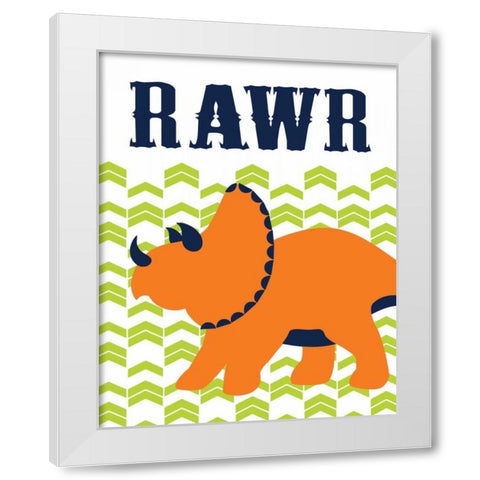 Dino Rawr White Modern Wood Framed Art Print by Robinson, Tamara