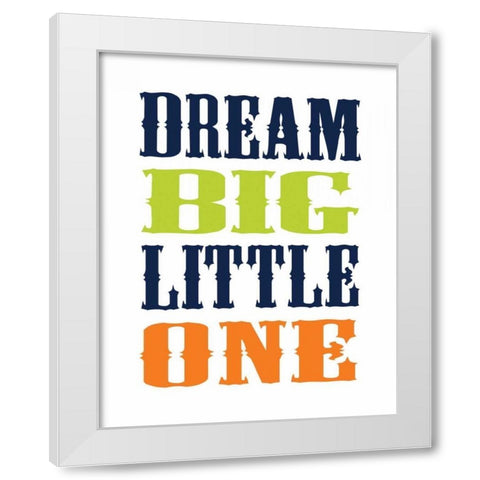 Dino Dream Big White Modern Wood Framed Art Print by Robinson, Tamara