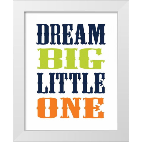 Dino Dream Big White Modern Wood Framed Art Print by Robinson, Tamara