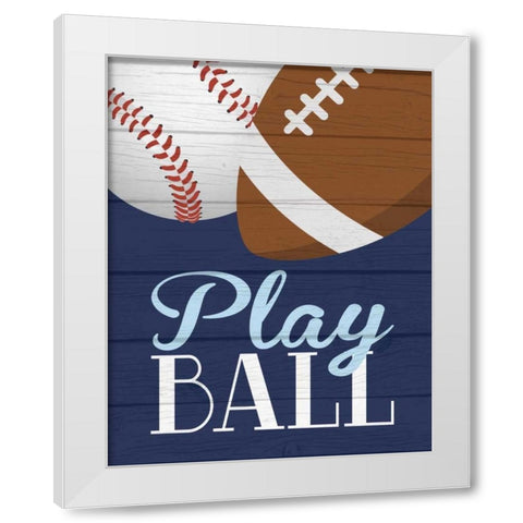 Play Ball White Modern Wood Framed Art Print by Robinson, Tamara