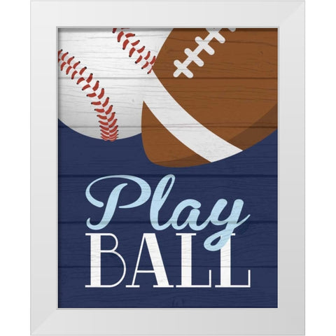 Play Ball White Modern Wood Framed Art Print by Robinson, Tamara