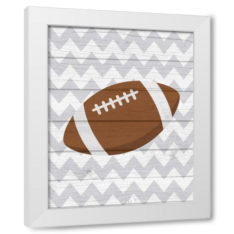 Football White Modern Wood Framed Art Print by Robinson, Tamara