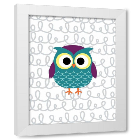 Owl III White Modern Wood Framed Art Print by Robinson, Tamara