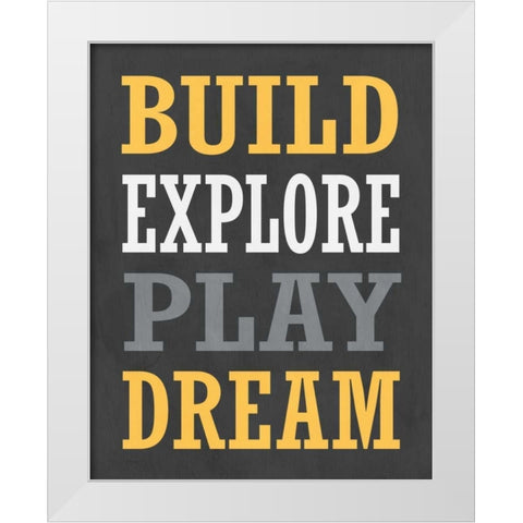 Construction V White Modern Wood Framed Art Print by Robinson, Tamara