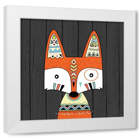 Tribal Fox White Modern Wood Framed Art Print by Robinson, Tamara