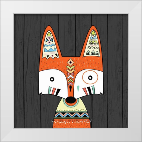 Tribal Fox White Modern Wood Framed Art Print by Robinson, Tamara