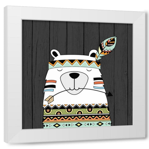 Tribal Bear White Modern Wood Framed Art Print by Robinson, Tamara