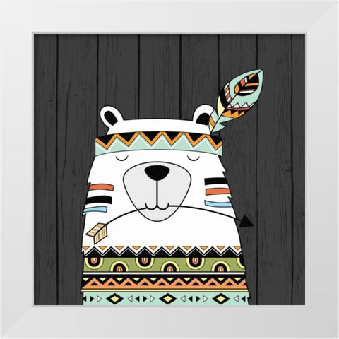 Tribal Bear White Modern Wood Framed Art Print by Robinson, Tamara