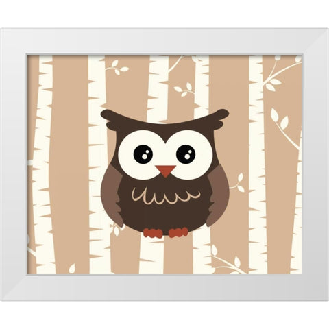 Owl Birch I White Modern Wood Framed Art Print by Robinson, Tamara
