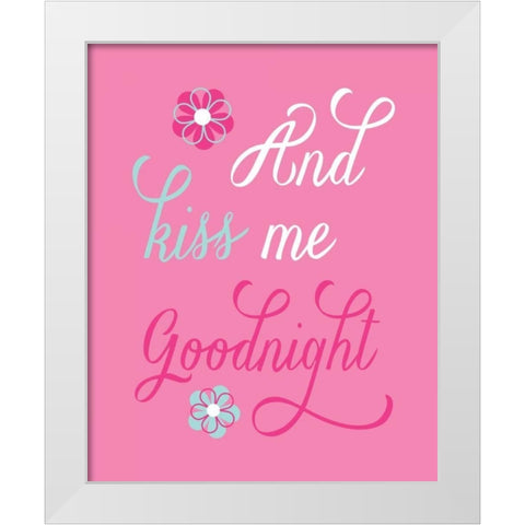 And Kiss Me Goodnight White Modern Wood Framed Art Print by Robinson, Tamara