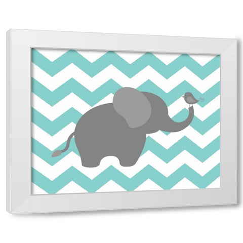 Elephant Chevron White Modern Wood Framed Art Print by Robinson, Tamara