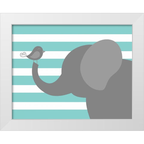 Elephant Stripe White Modern Wood Framed Art Print by Robinson, Tamara