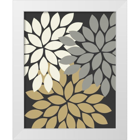 Trio Flower Burst II White Modern Wood Framed Art Print by Robinson, Tamara