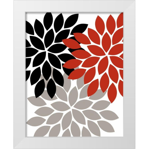 Trio Flower Burst III White Modern Wood Framed Art Print by Robinson, Tamara