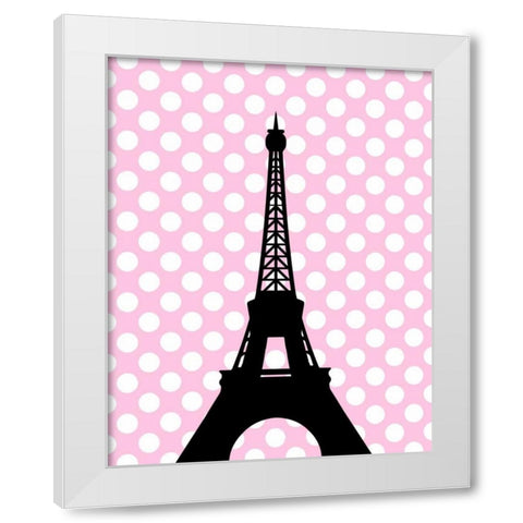 Eiffel Tower Polka Dots White Modern Wood Framed Art Print by Robinson, Tamara