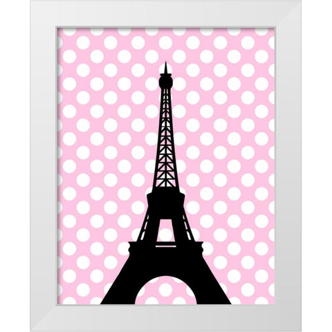 Eiffel Tower Polka Dots White Modern Wood Framed Art Print by Robinson, Tamara