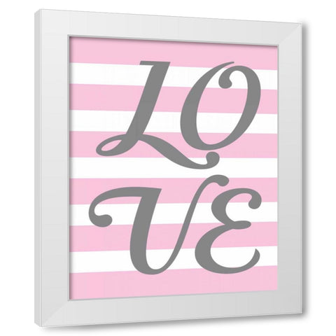 Love Stripe White Modern Wood Framed Art Print by Robinson, Tamara