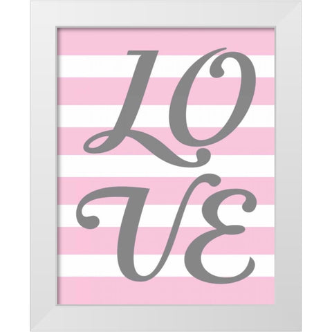 Love Stripe White Modern Wood Framed Art Print by Robinson, Tamara