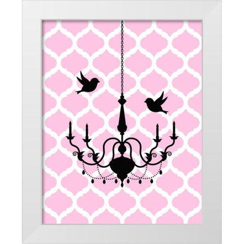 Chandelier Birds White Modern Wood Framed Art Print by Robinson, Tamara
