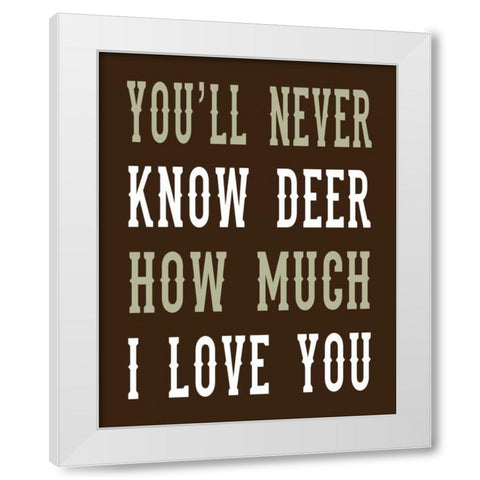 Deer Love Woods White Modern Wood Framed Art Print by Robinson, Tamara