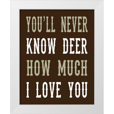 Deer Love Woods White Modern Wood Framed Art Print by Robinson, Tamara