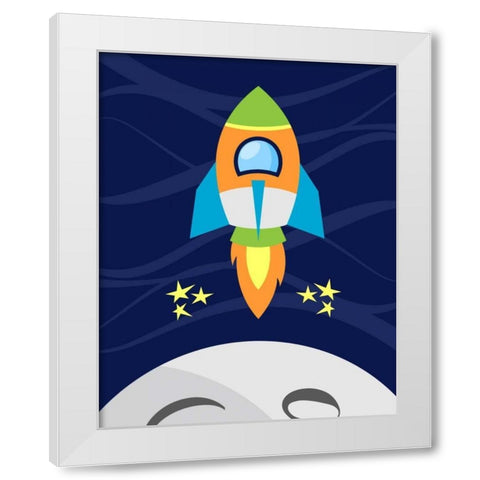 Space Rocket White Modern Wood Framed Art Print by Robinson, Tamara