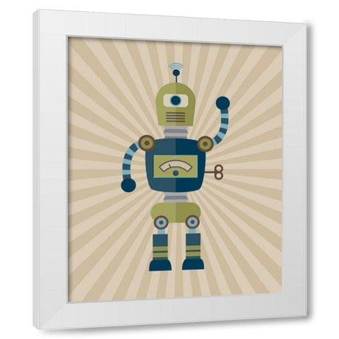 Robot II White Modern Wood Framed Art Print by Robinson, Tamara