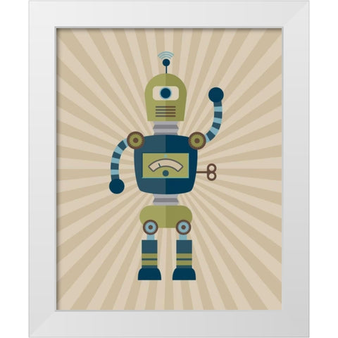 Robot II White Modern Wood Framed Art Print by Robinson, Tamara