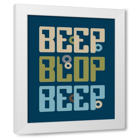 Robot Quote White Modern Wood Framed Art Print by Robinson, Tamara