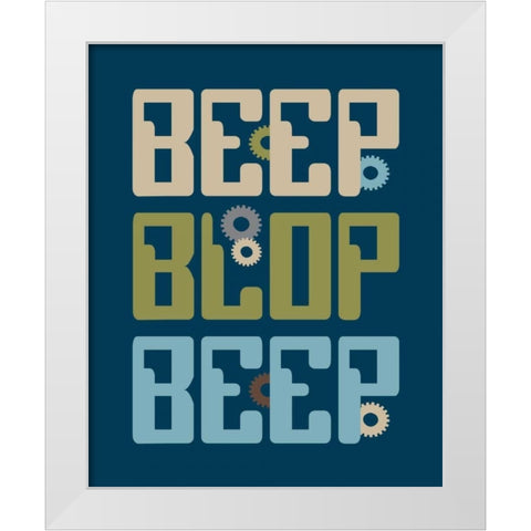 Robot Quote White Modern Wood Framed Art Print by Robinson, Tamara