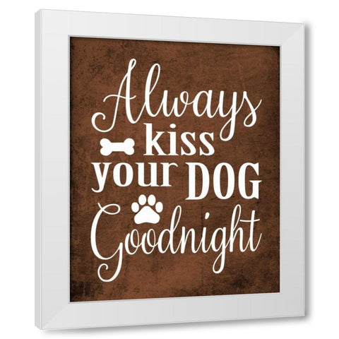 Dog Kiss White Modern Wood Framed Art Print by Robinson, Tamara