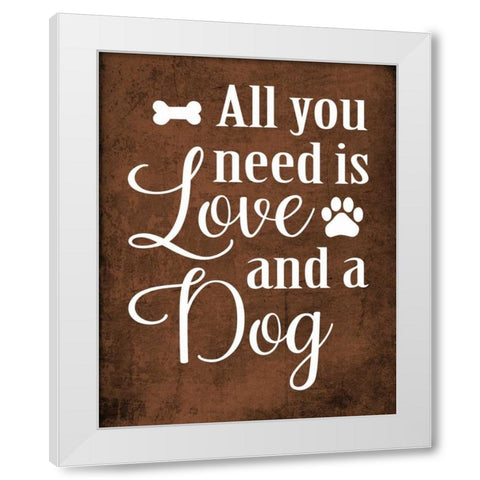 Dog Love White Modern Wood Framed Art Print by Robinson, Tamara