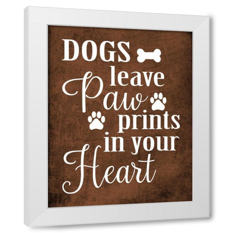 Dog Paw Prints White Modern Wood Framed Art Print by Robinson, Tamara